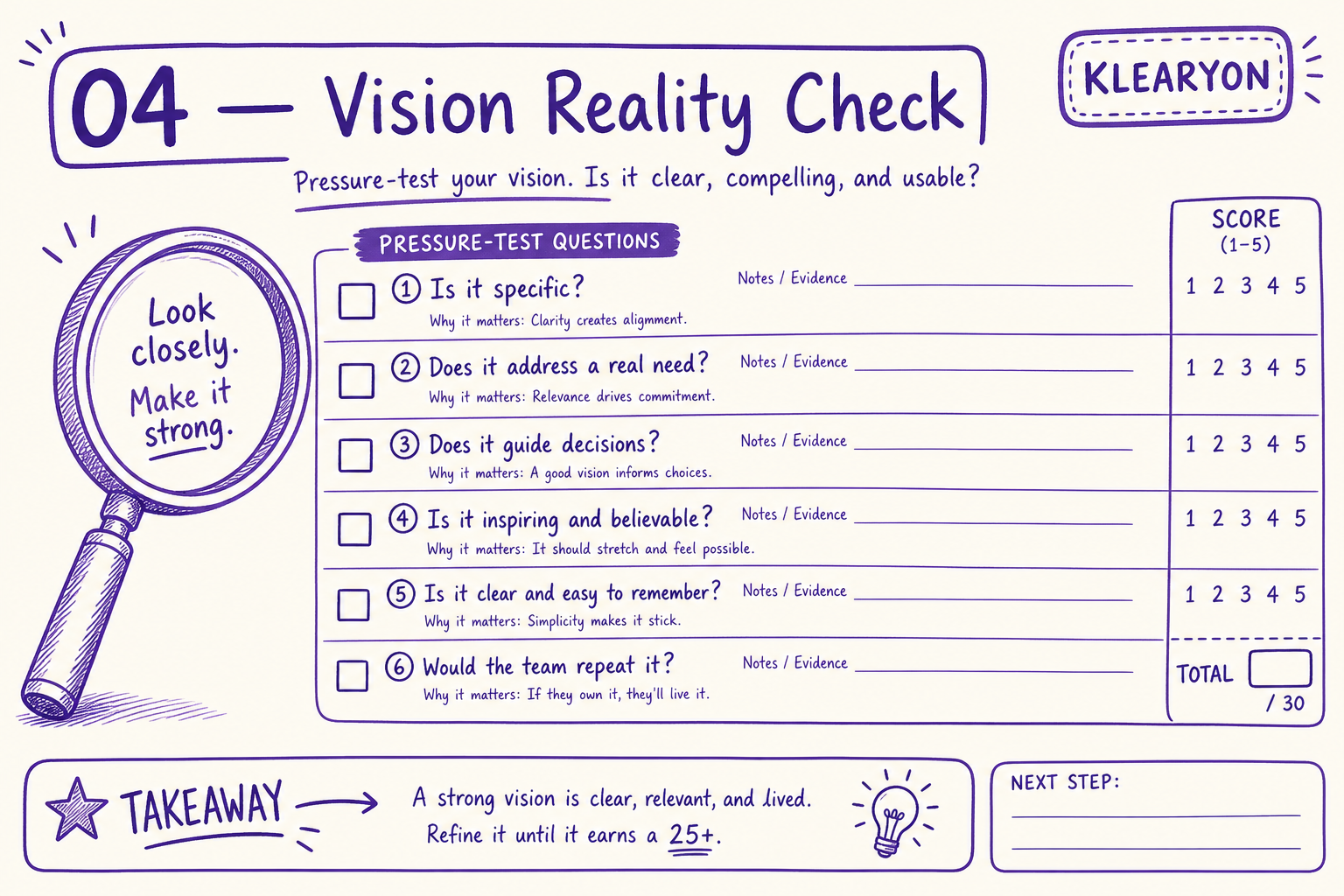 Vision Reality Check worksheet preview