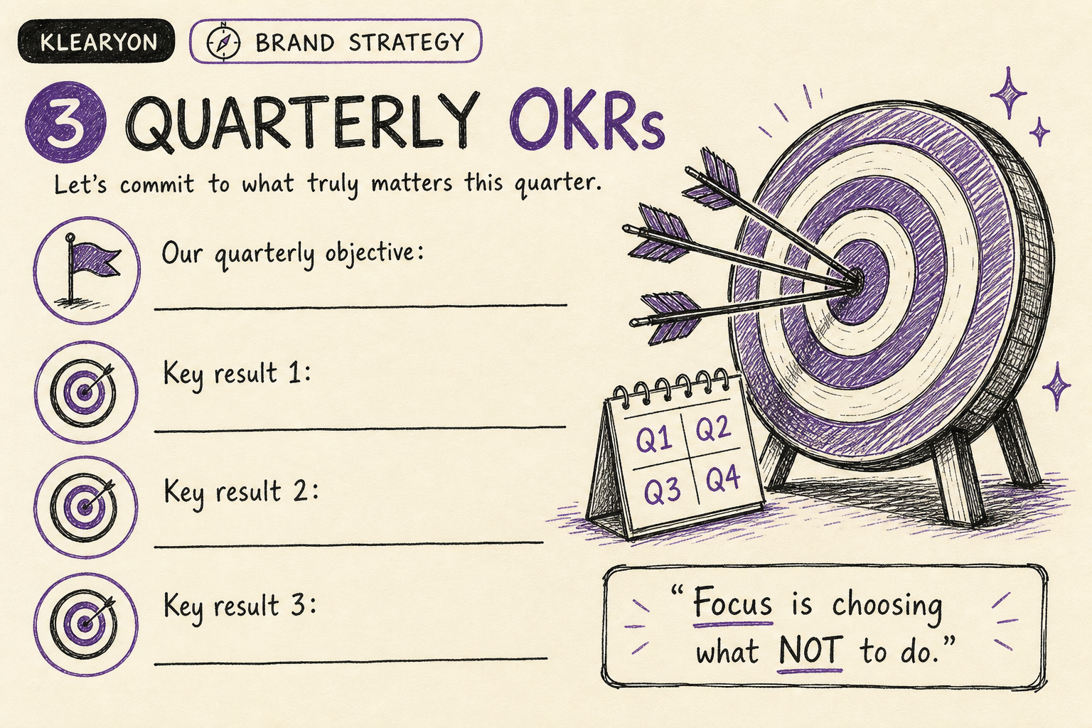 Quarterly OKRs worksheet preview