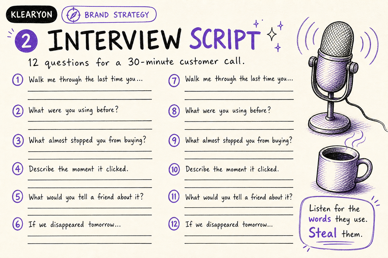 Customer Interview Script worksheet preview